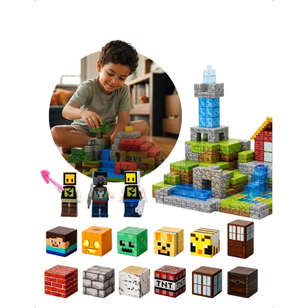 Kit 128/216/480 Peças Cubo Bloco Magnético Construção Cidade Brinquedo Criança Educativo Imã