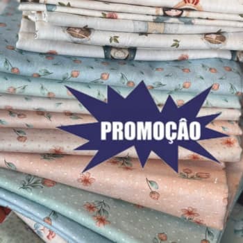 Tecido Tricoline 100% Algodão Fuxicos e Fricotes  0,50x1,50m Composê para Costura Criativa Patchwork
