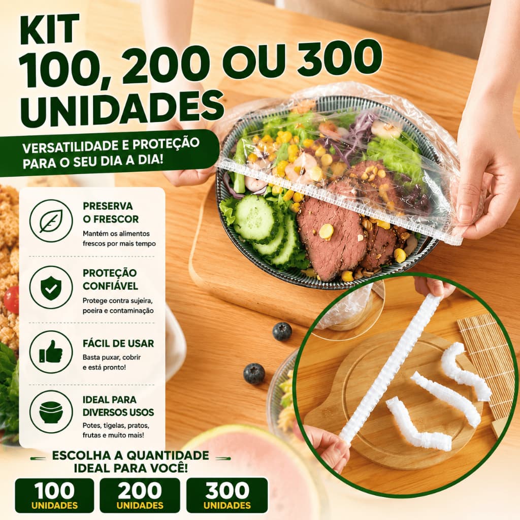 KIT 100/200/300 Unidades Tampa De Plástico Descartável Para Alimento Fácil Armazenamento