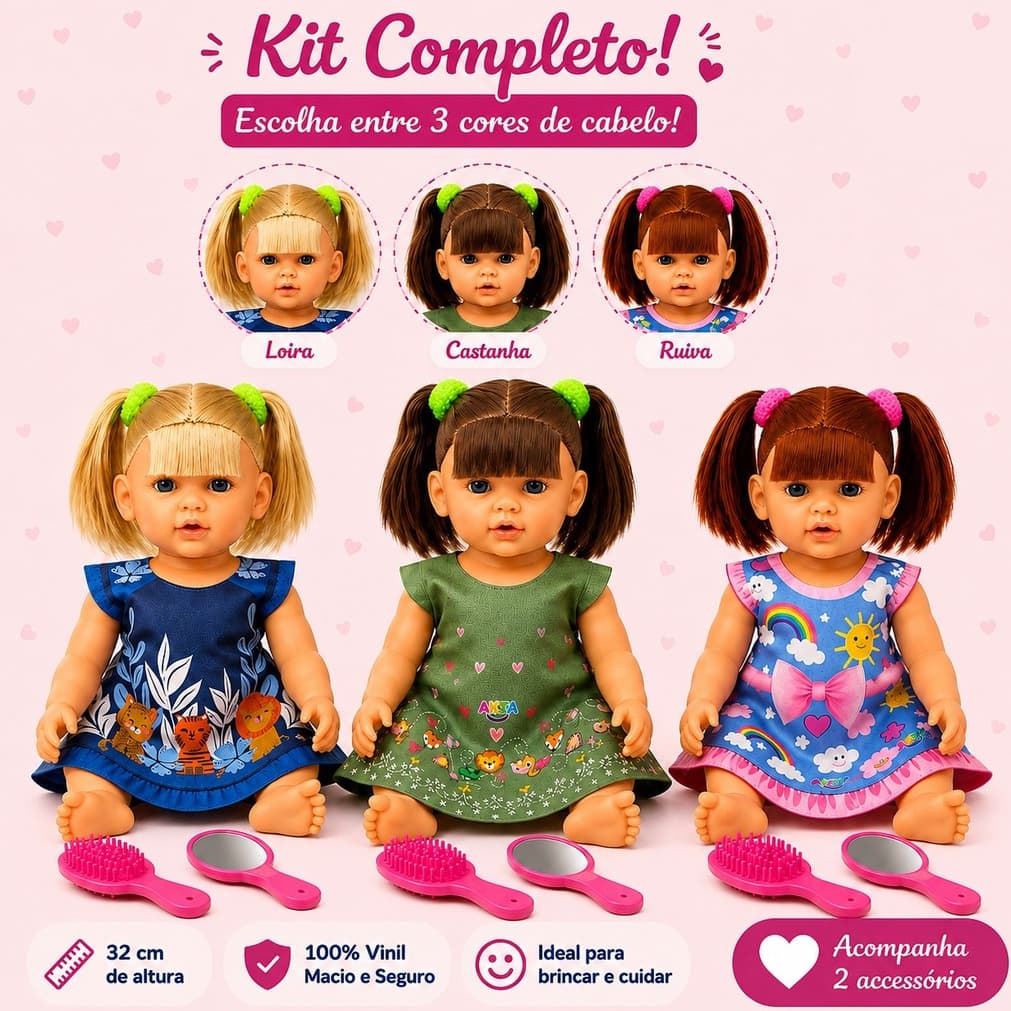 Reborn Bebê Boneca Realista Articulada Toda Em Vinil 32cm Com Acessórios Chuquinha - Envio Imediato -