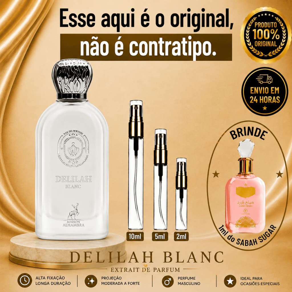 Delilah Blanc -  Perfume Árabe Feminino - 100% ORIGINAL - Importado - Alta Fixação - Alta Projeção - Cítrico Almiscarado