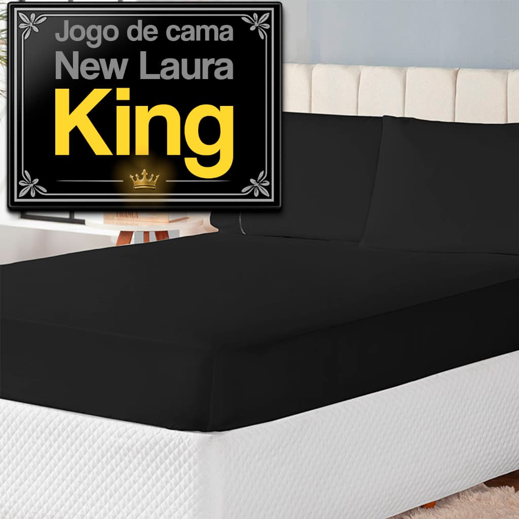 Jogo de Cama Casal King 3 Peças 400 Fios Lençol com Elástico Toque Macio