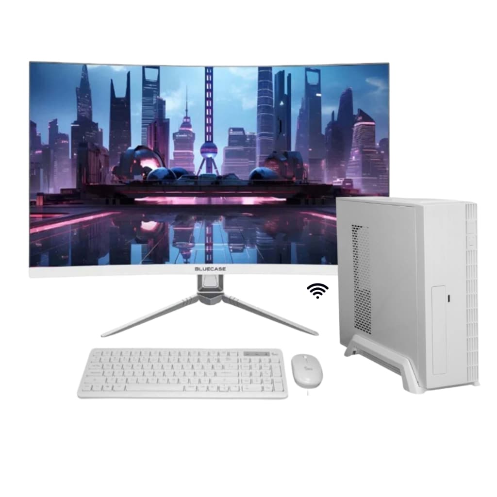 Computador Pc Slim Intel I7 8.ª SSD 240GB 8GB RAM WIFI Monitor Led 27" 100Hz Branco Curvo Bivolt