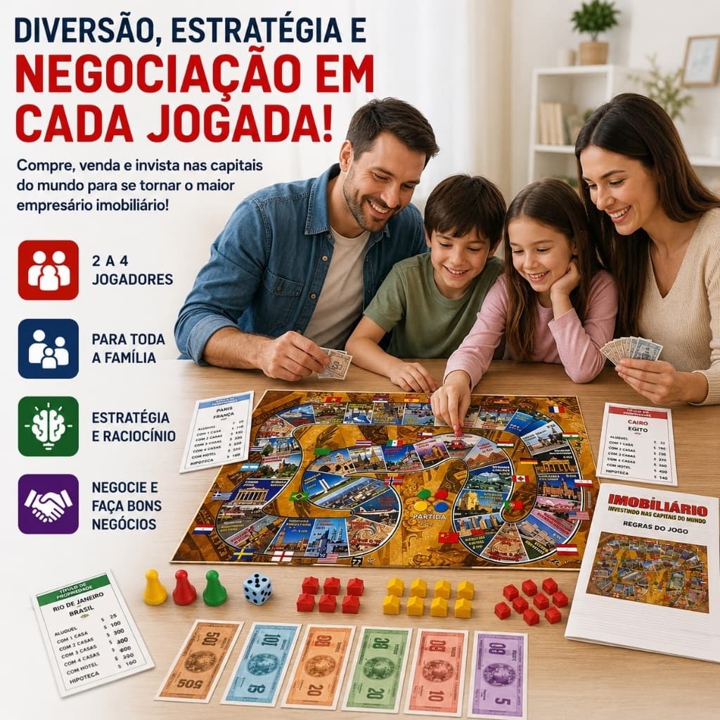 Banco Imobiliário Jogo De Tabuleiro Eudcatico E Divertido Para Toda a Familia E Amigos