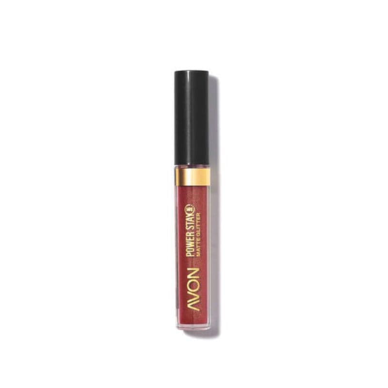Avon Power Stay Batom Liquido Matte Glitter Marrom Brilhante
