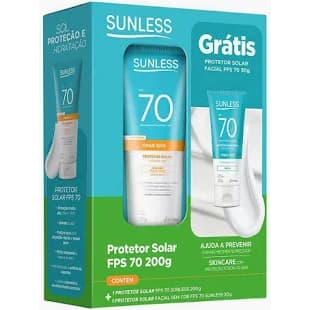 Protetor Solar Sunless FPS 70 Toque Seco 200g e Ganhe Protetor Solar Facial FPS 70 Toque Seco Sem Cor 30g