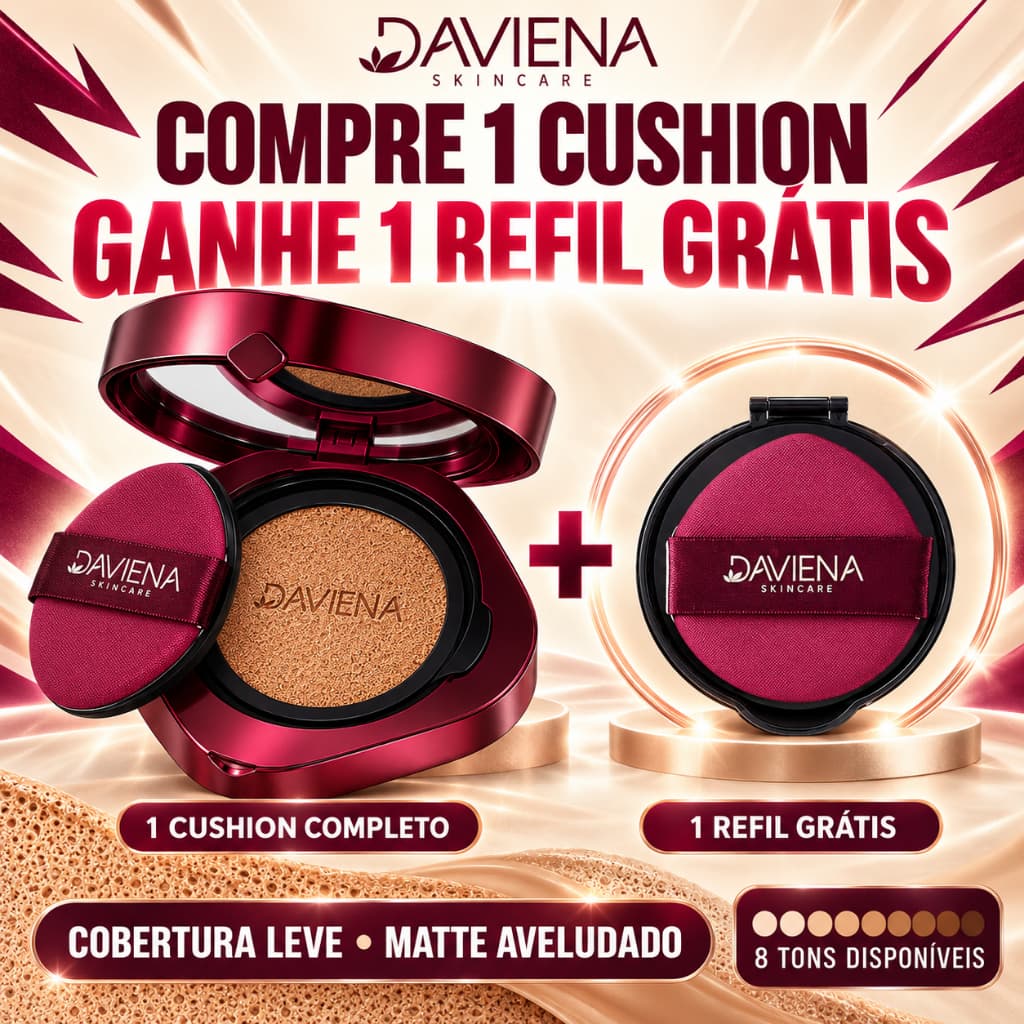 DAVIENA Base Cushion Smart Fit 24gBase Líquida Matte, Cobertura Natural com Puff de Maquiagem，BB&CC Cream