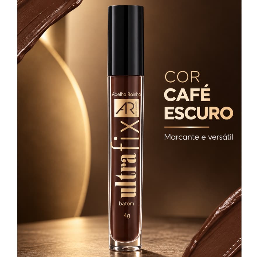 Batom Líquido Matte UltraFix Café Antigo Abelha Rainha 4g Alta Pigmentação Longa Duração Maquiagem Labial