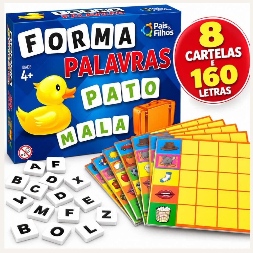 Jogo Educativo Forma Palavras 160 Letras Alfabetização Educativo Didático Com Figuras Montessori Raciocónio Lógico