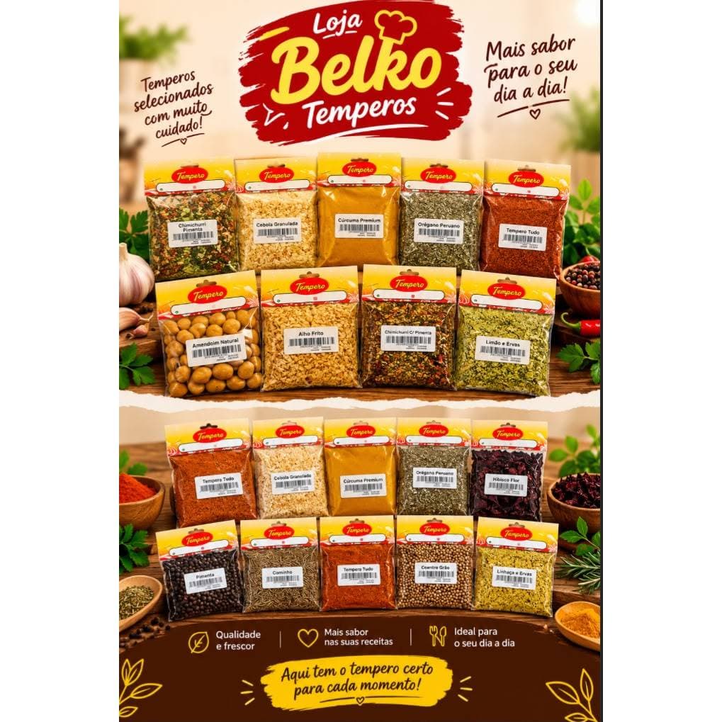 TEMPEROS E CONDIMENTOS KIT 20 UNIDADES NATURAIS SEM CONSERVANTES 40G CADA