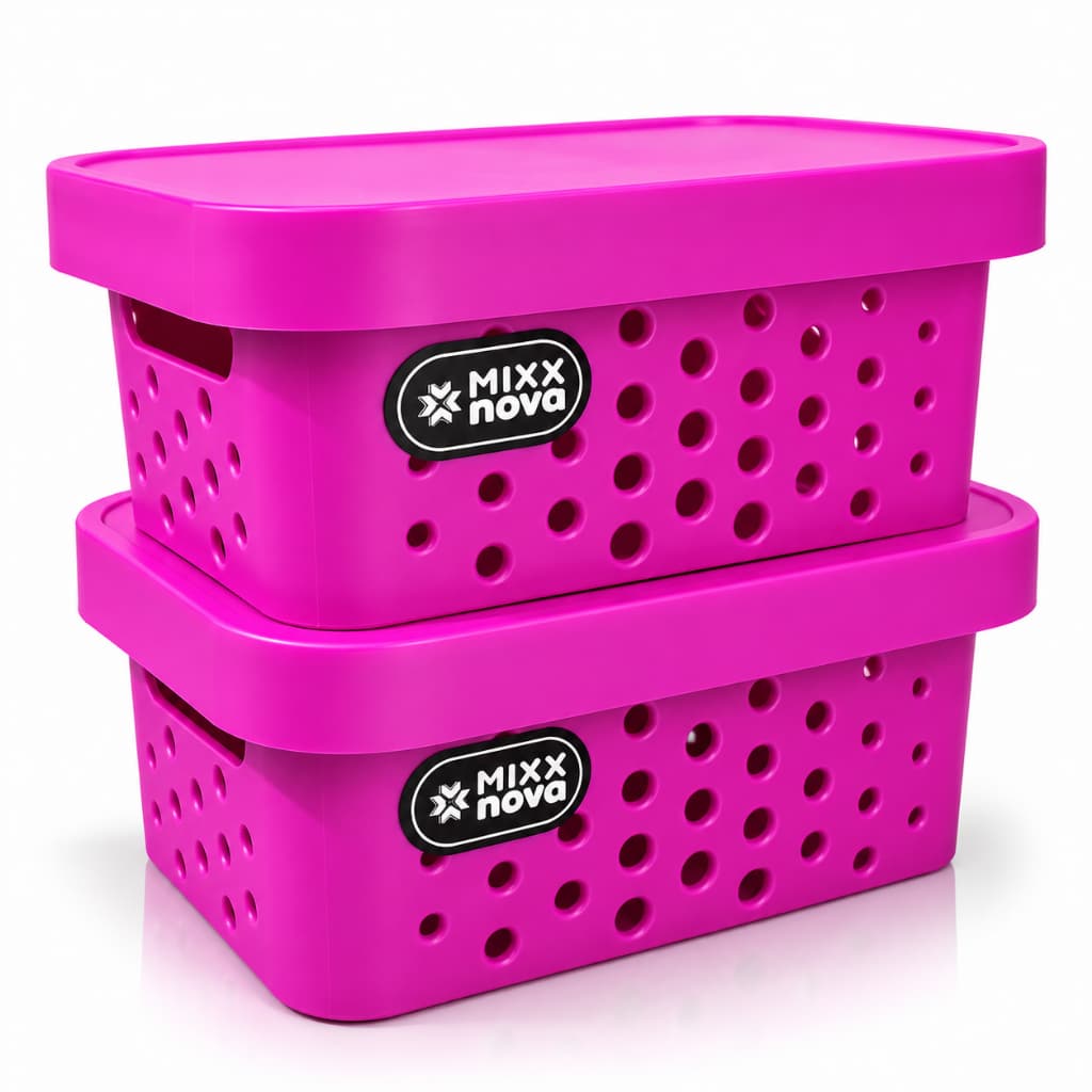 Kit 2 Caixa Organizadora 2,6 Litros Com Tampa Multiuso Para Cozinha Banheiro Quarto Escritorio