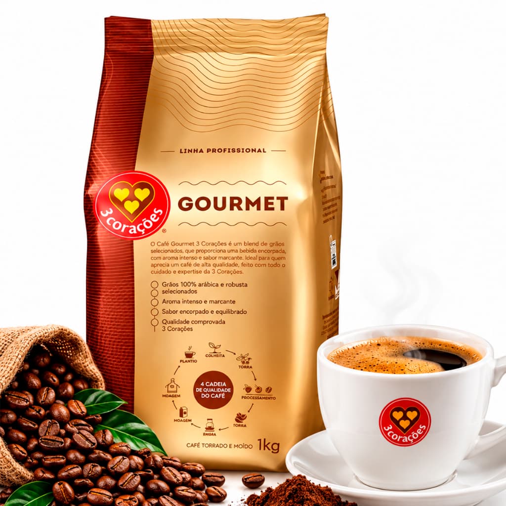 Café em Grãos 3 Corações Espresso Gourmet Torrado 1kg
