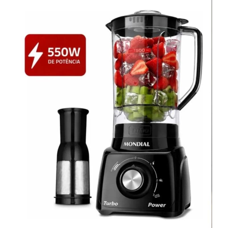 Liquidificador Mondial Turbo Power 2,2L com Potente 550W