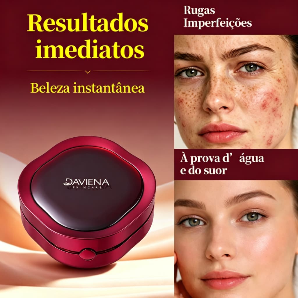 DAVIENA Base Cushion Smart Fit， Base líquida mate à prova d’água com  Cobertura Natural 24g (12g+12g, refil).BB&CC Cream