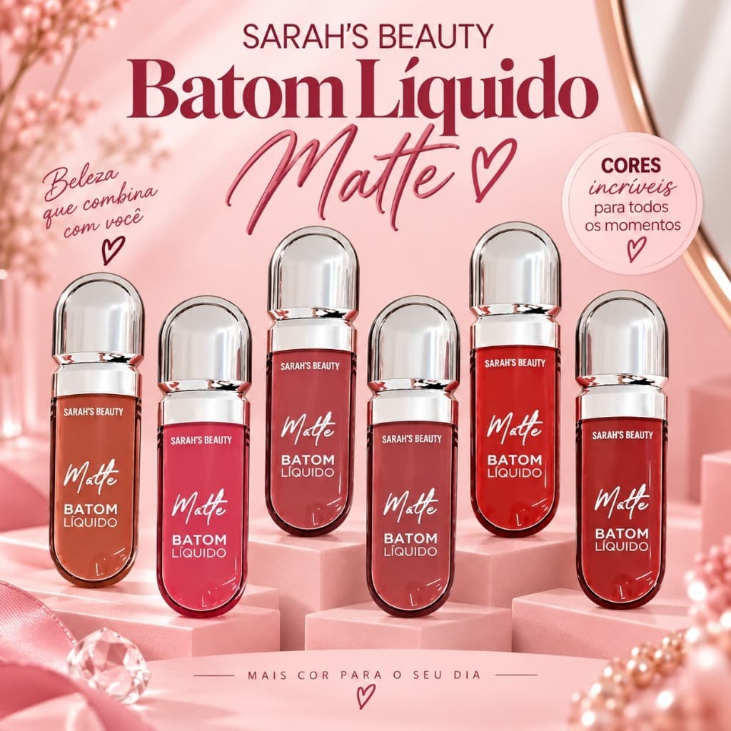 Batom Líquido Matte Sarah's Beauty Efeito Matte Longa Duração