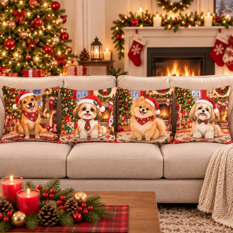 Capa para Almofada Natal 42x42 Dupla Face Decoração Natalina Papai Noel
