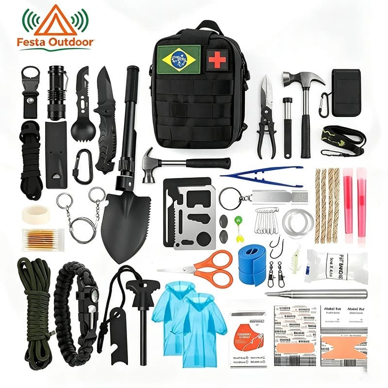 Festa Mochila Emergência 180 Itens Kit Primeiros Socorros Trekking