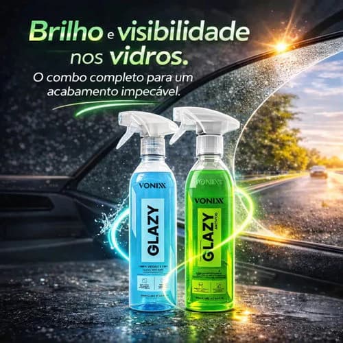 Kit Limpa Vidros Glazy + Glazy Anti Fog Vonixx 500ml Antiembacante Parabrisa Carro