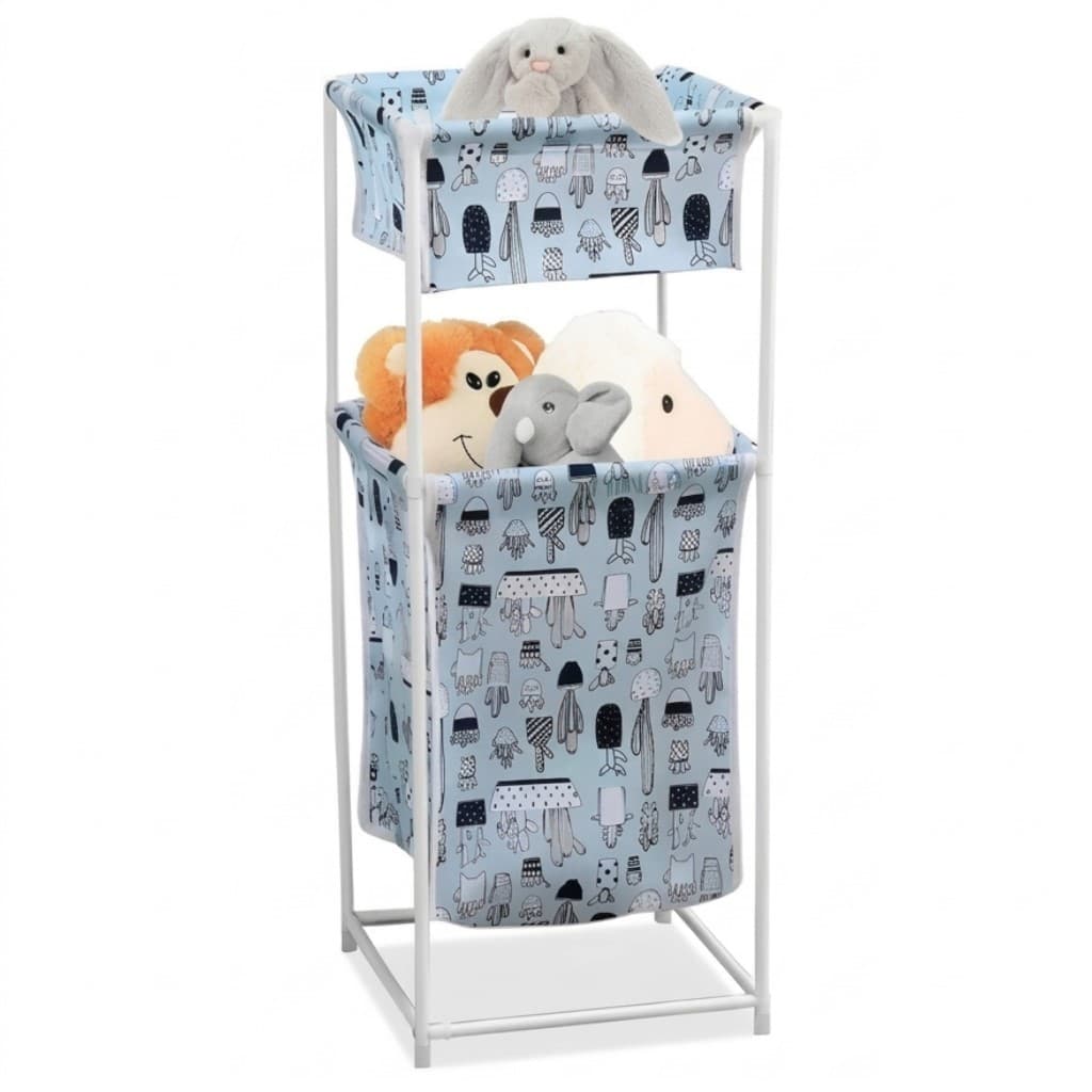 Cesto de Roupa Duplo 2 Andares Organizador Divisórias Multiuso Banheiro Quarto Lavanderia Brinquedos