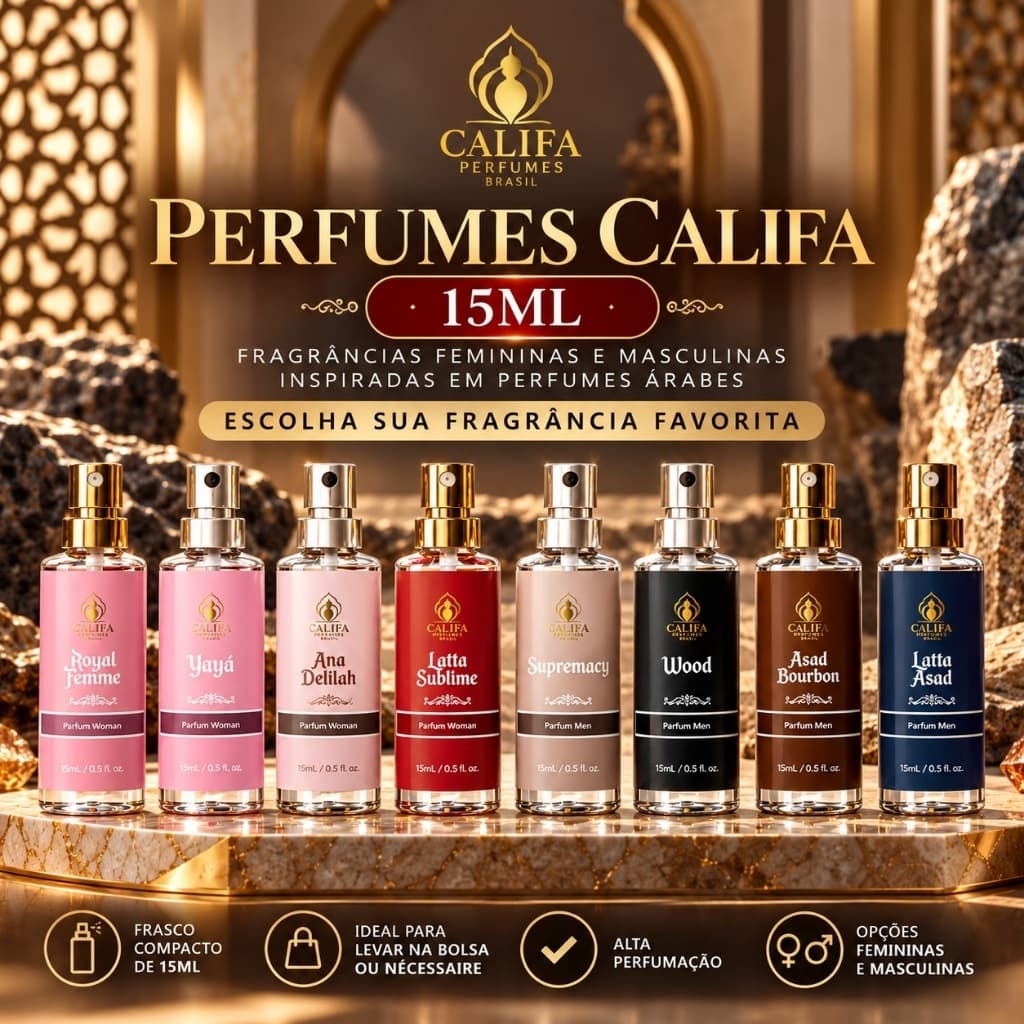Perfume Califa 15ml Masculino e Feminino | Fragrâncias Inspiradas em Perfumes Importados | Escolha sua Fragrância