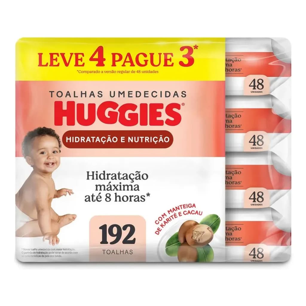 Lenço Toalha Umedecida Huggies Hidratação E Nutrição 192 Un