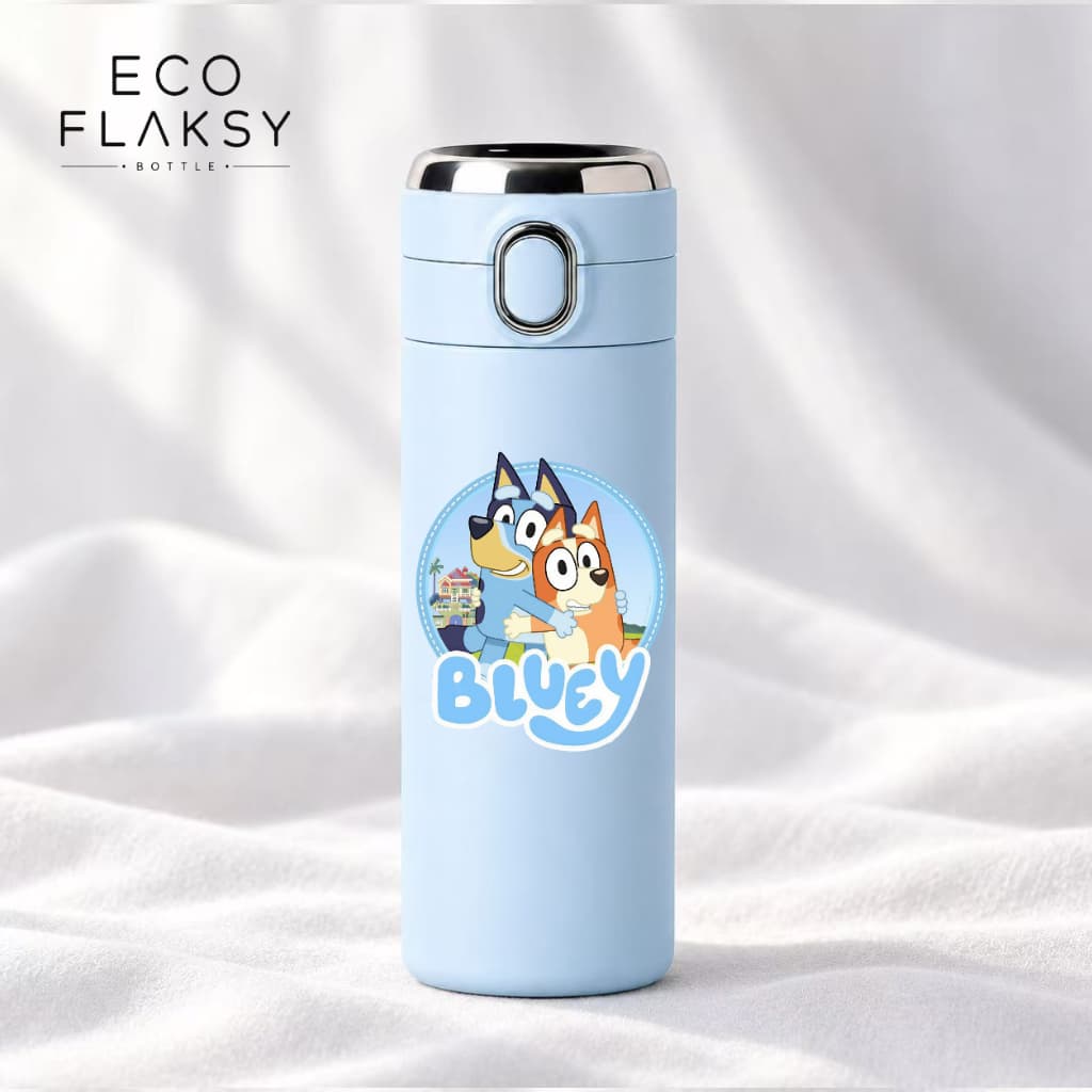 Garrafa Térmica Infantil Bluey Bingo Disney Aço Com Termometro Digital Medidor de Temperatura 420ml