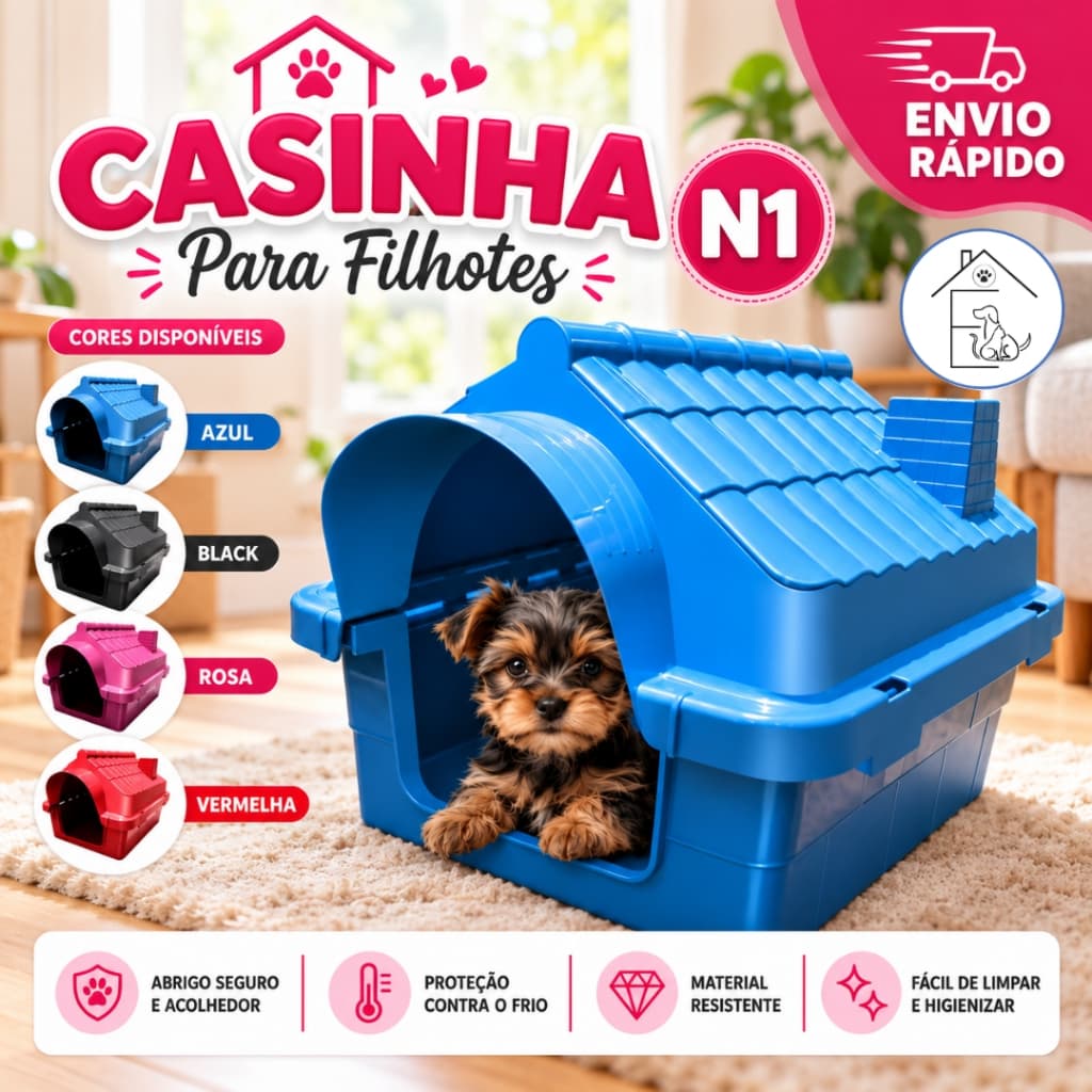 CASINHA CACHORRO RINOPET N1 PARA FILHOTES PORTE MINI CÃES GATOS RESISTENTE LAVÁVEL