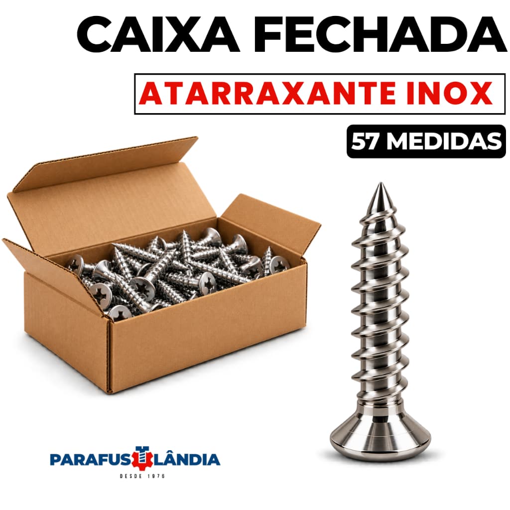 Caixa Fechada Parafuso Inox Cabeça Chata Philips Autoatarraxante Ciser