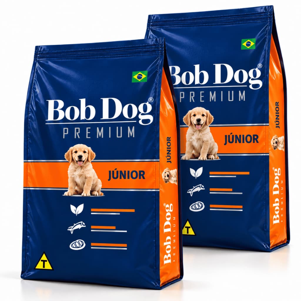 Kit 2 Ração Cachorro Filhote 15kg 7kg Bob Dog Premium Júnior Raça Média Grande Crescimento Saudável