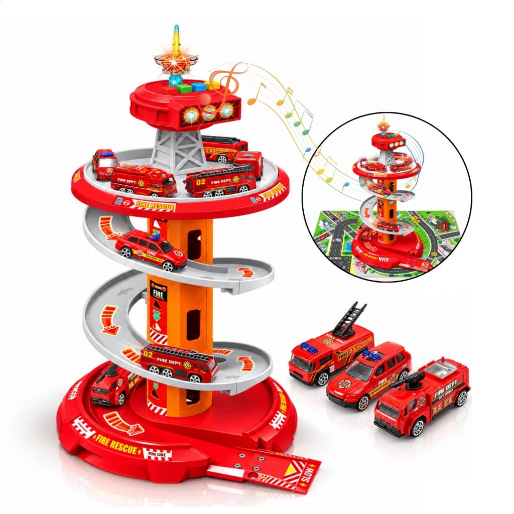 Pista Infantil de Carrinho Brinquedo Luz e Som com 3 Carrinhos Inclusos