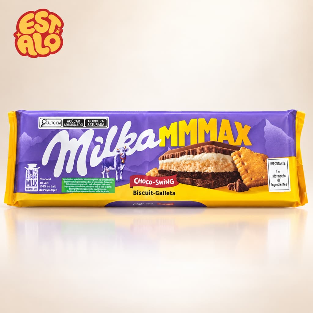 Chocolate Milka MMMAX Choco Biscuit 300g Recheado com Biscoito Importado
