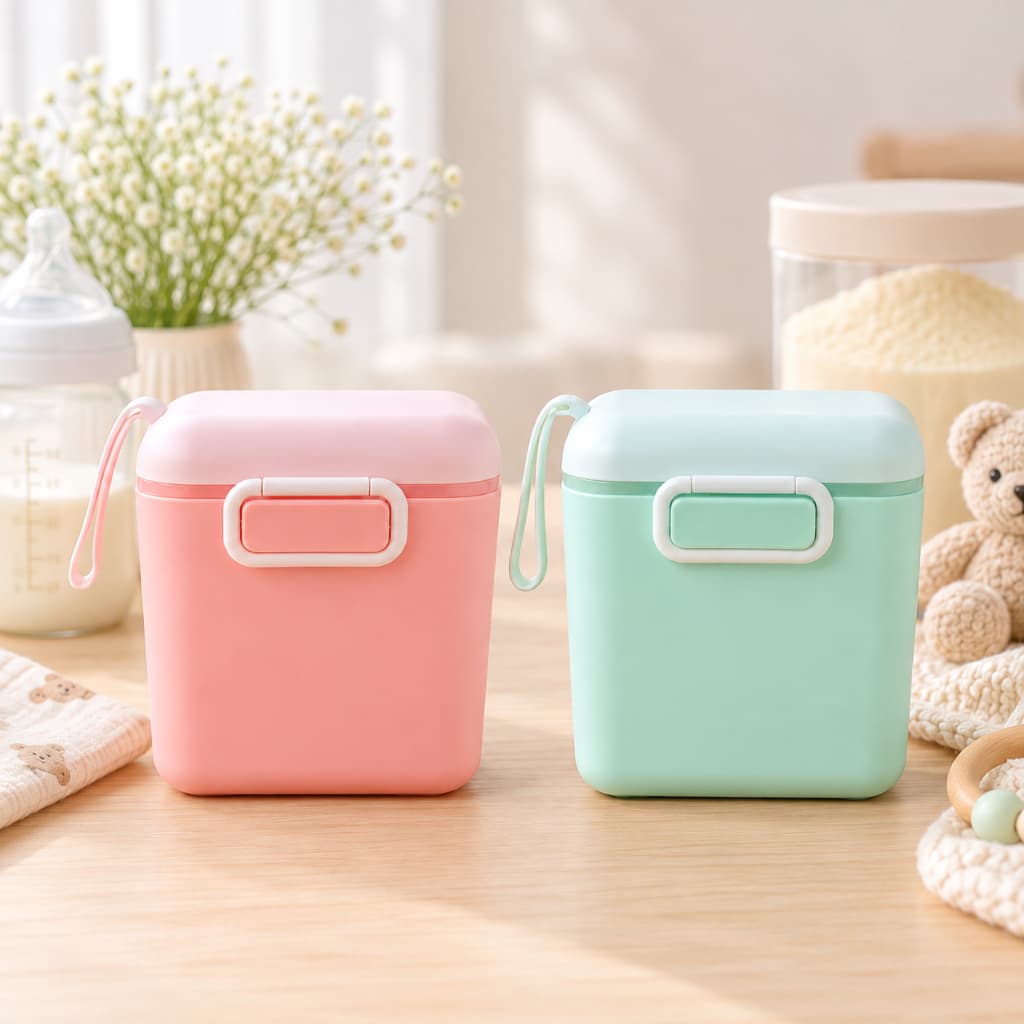 Porta Leite Em Pó Whey 800ml Pote Grande com Dosador Portátil Para Viagem Infantil Bebê Rosa Verde