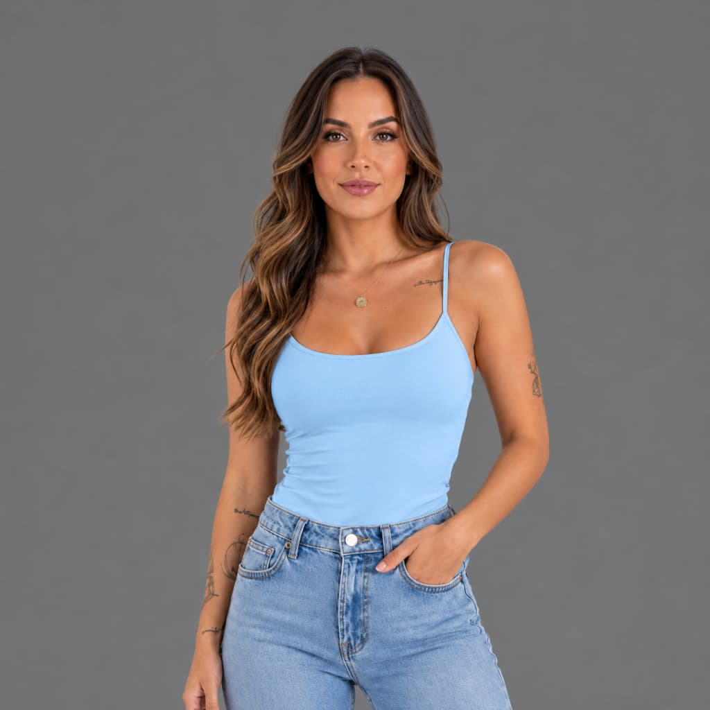 Blusa Regata Feminina Suplex Alça Fina Básica Cropped Tube Alcinha