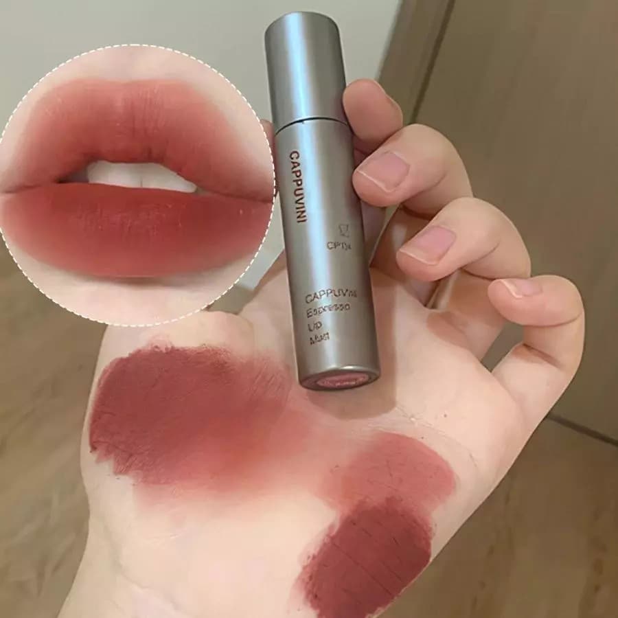 Batom Cappuvini Velvet Matte Cor 06 Lip Gloss Pigmento Labial À Prova De Manchas Batom Líquido Sem Desbotamento