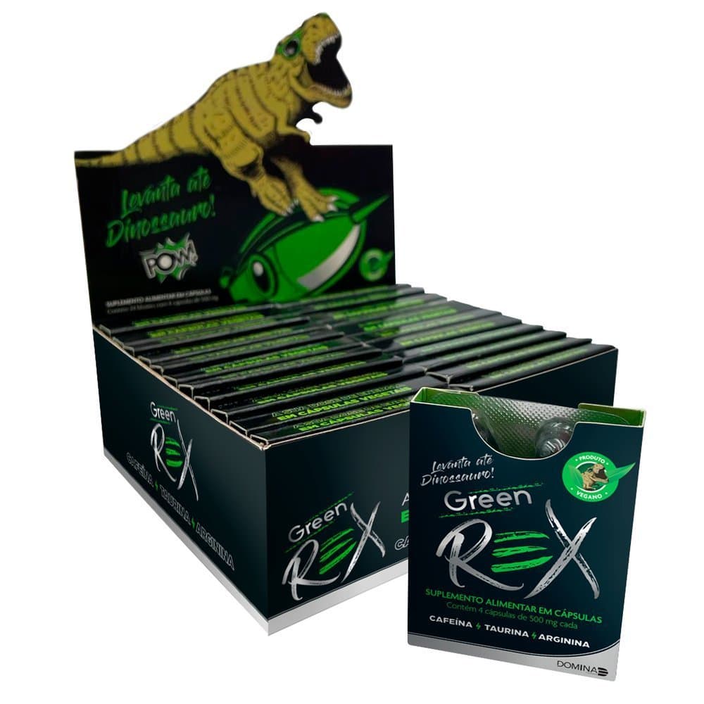 Cafeína 200mg + Taurina + Arginina Green Rex Energy 96 Cápsulas em Blister Suplemento Alimentar Pré-Treino