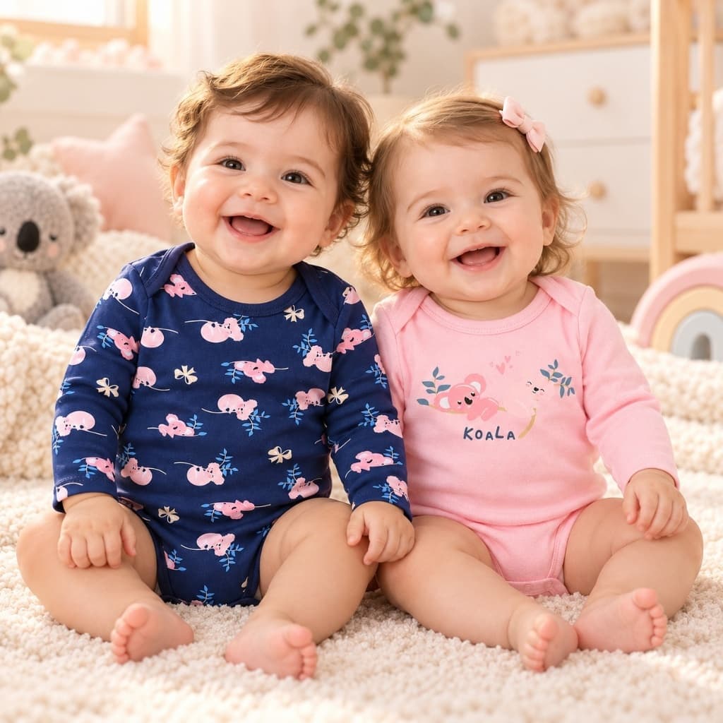 Kit 4 Bodies De Bebê Em Algodão Com Manga Longa E Botão De Pressão Na Fralda Para Recém-Nascido