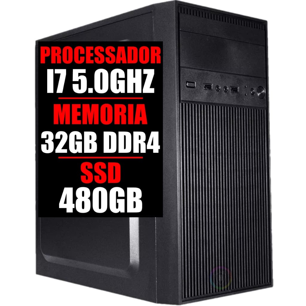 PC COMPUTADOR SERVIDOR I7 5.1GHZ 10 GERAÇÃO, 32GB DDR4, SSD 480GB