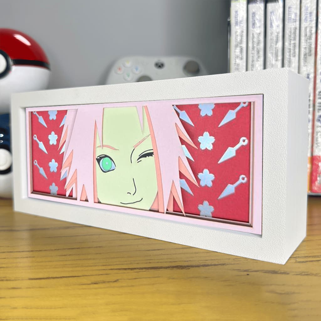 Luminária Lightbox Anime 3D LED Decoração de Mesa PC Gamer Naruto Sakura Haruno