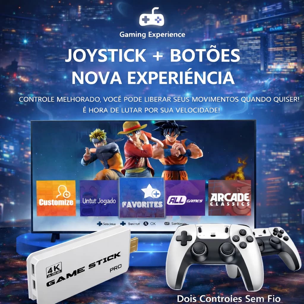Adaptador Videogame Game Stick M15 Retrô 2 Controles Branco