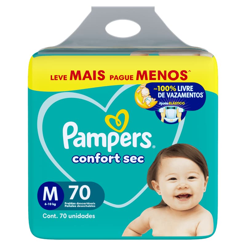 Fralda Pampers Confort Sec M 70 Unidades PROMOÇÃO