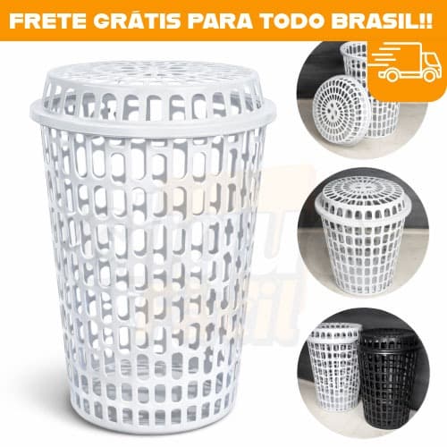 Cesto de Roupa Suja 60 Litros Com Tampa Ventilado Organizador Lavanderia Quarto Banheiro