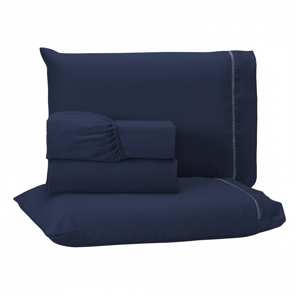 Jogo de Cama Lençol 3/4 Peças 400 Fios Extra Macio Detalhe Ponto Palito Solteiro Casal Queen King