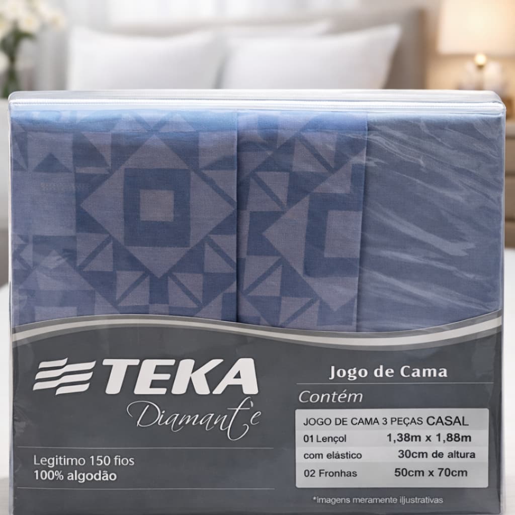JOGO DE LENÇOL TEKA 100% ALGODÃO PREMIUM DIAMANTE 150 FIOS 3 PEÇAS SOLTEIRO, CASAL, QUEEN
