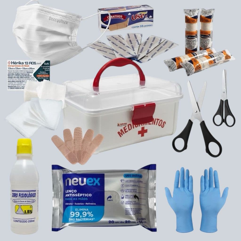 Kit Primeiros Socorros Completo Para Carro e Casa + Maleta | Ideal Para Motoristas Uber 99 Viagem