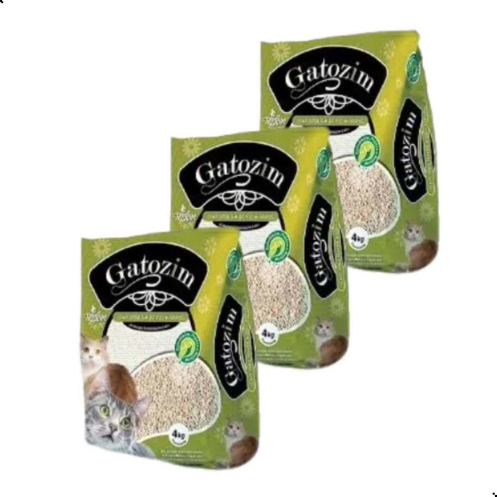 Kit 3 Areias Sanitária Gato - Gatozim 4kg - 100% Natural