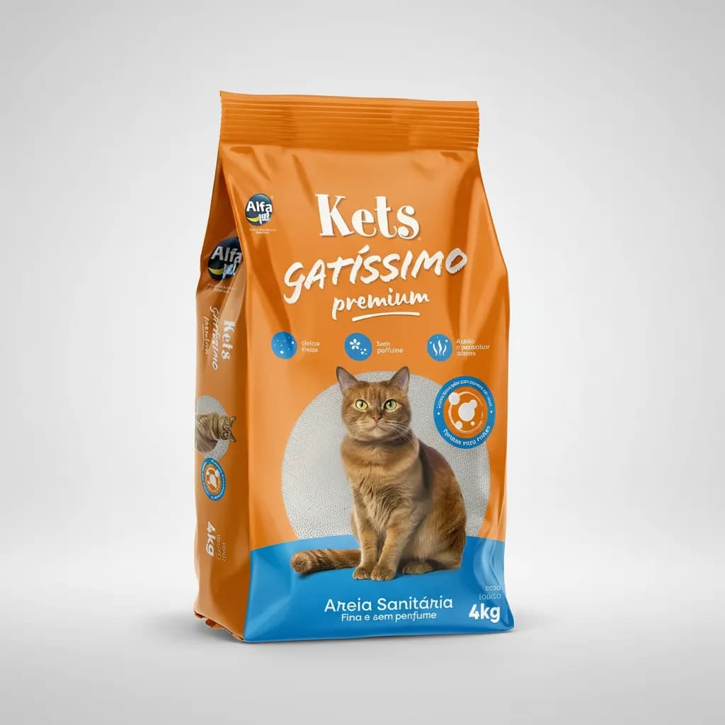 Areia Sanitária Premium Gatissimo 4kg Para Gatos Sem Perfume Alta Absorção Controle de Odores