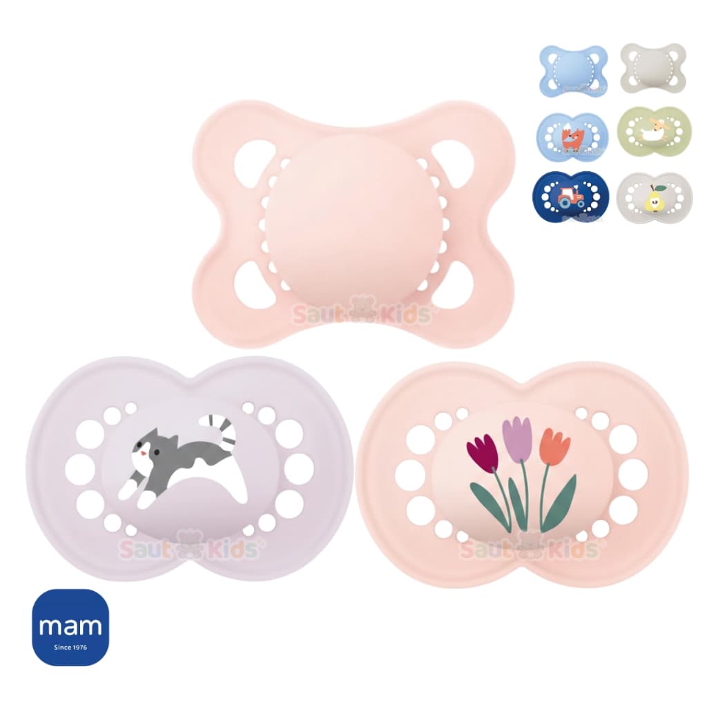 Kit 3 Chupetas MAM 0-6 e 6+ meses Tripla Rosa Azul Neutra Menino Menina Bebê Chupeta Bico Silicone