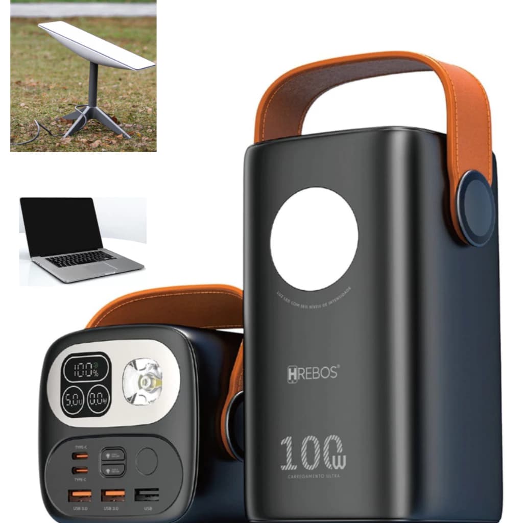 Carregador Portátil Power Bank Grande 60000mah Turbo 100W PD Rápido Para Mini Starlink Notebook Celulares