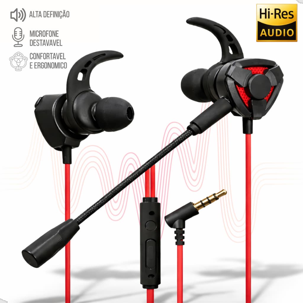fone de ouvido com fio gamer com microfone para celular, notebook e video game