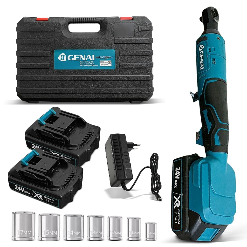 Chave catraca sem fio reversível 24V MAX Kit completo com duas baterias e soquete de impacto premium